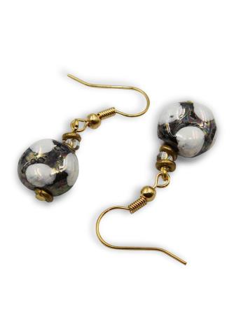 Kazuri Øreringe, Black White